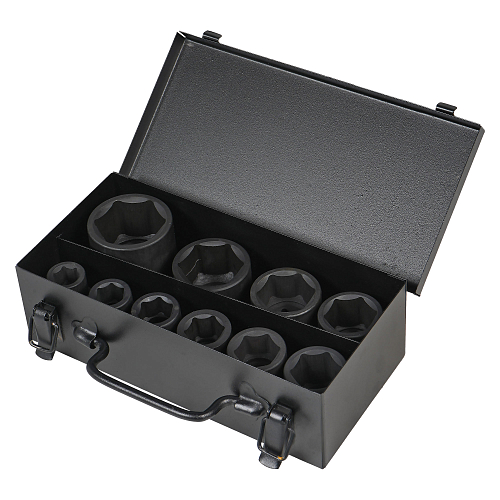 Набор головок ударных 3/4"DR L=56мм, 10пр. (17-46мм) мет. кейс.