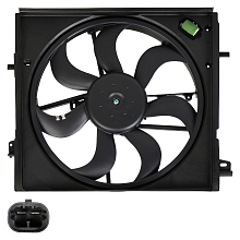 Электровентилятор охлаждения для автомобилей Nissan Qashqai (13-) (с кожухом и резистором)