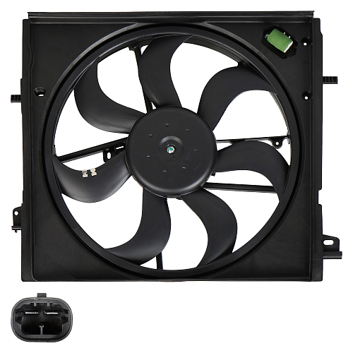 Электровентилятор охлаждения для автомобилей Nissan Qashqai (13-) (с кожухом и резистором)