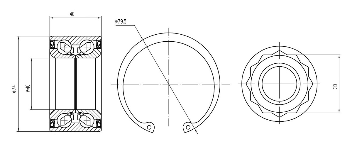 Ремкомплект ступицы передней для автомобиля Skoda Octavia (96-)