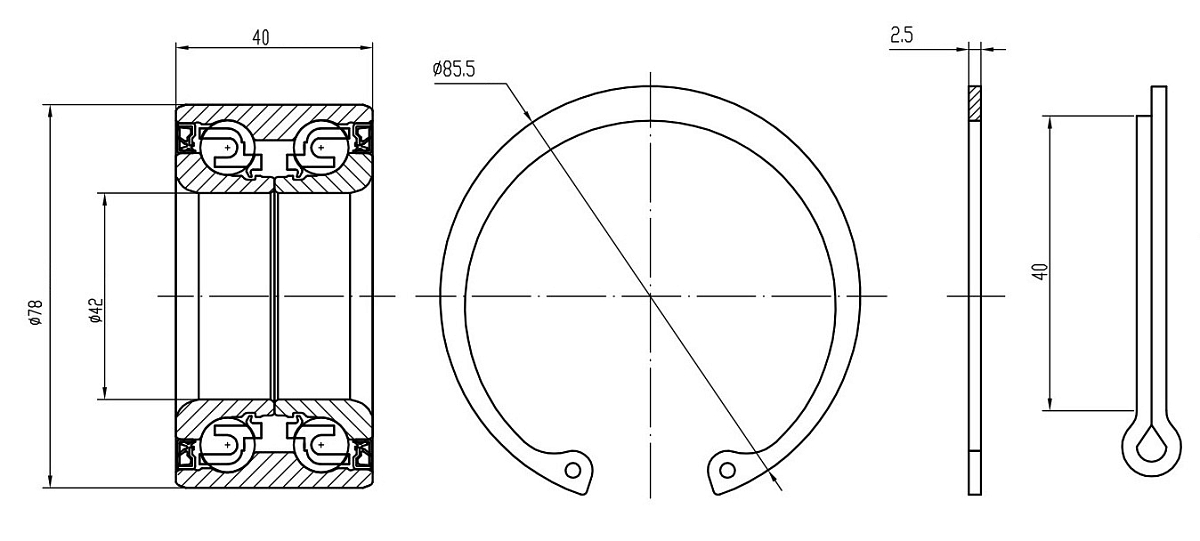 Ремонтный комплект ступицы передней для автомобиля Kia Cee'd (06-)/Cerato (09-)/Soul (09-)