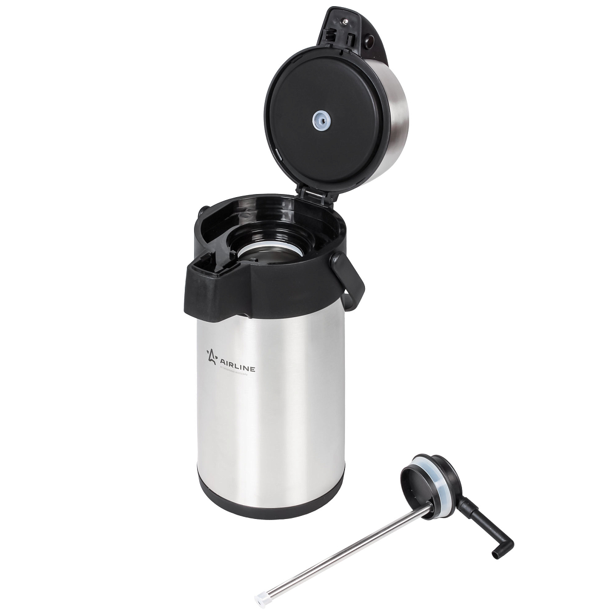 Термос с помпой 3,0 л., нержавеющая сталь (304), металлик