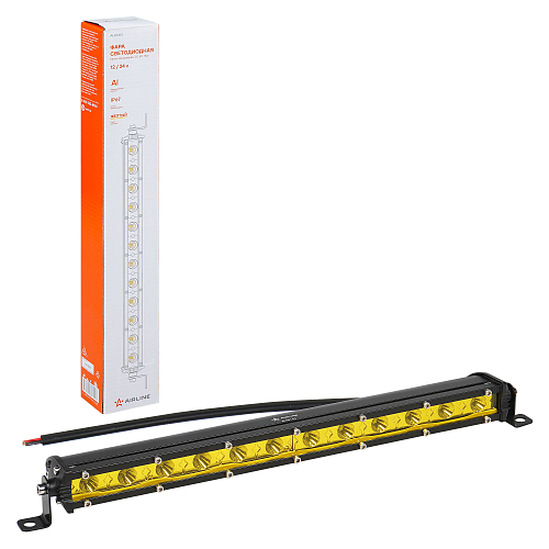 Фара (балка) светодиодная однорядная, 12LED, желтый дальний свет, 18Вт, 343x30x47мм, 12/24В