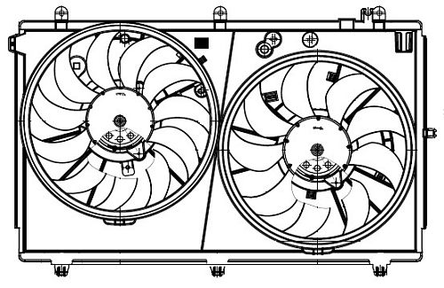 Электровентилятор охлаждения для автомобилей Mitsubishi Outlander XL (12-) 2.0i/2.4i (2 вент.) (c кожухом)