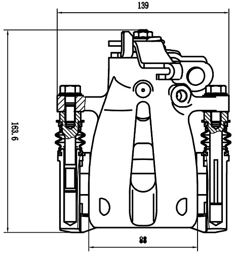 Суппорт тормозной для автомобилей Лада Vesta (15-) задний правый d=34мм (в сборе со скобой)