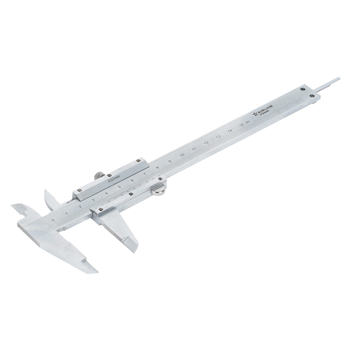 Штангенциркуль нониусный 150мм, шаг 0.02мм, стальной, глубиномер, кейс