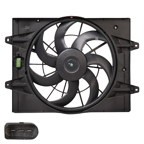 Электровентилятор охлаждения для автомобилей Chery Tiggo 4 Pro (19-)/Tiggo 7 Pro (20-)/Exeed LX (19-)/TXL (19-) 1.5T/1.6T (с кожухом)