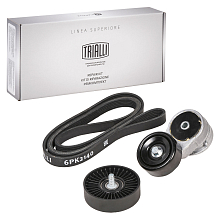 Ремкомплект привода для автомобилей Hyundai Solaris (10-) 1.4i/1.6i с гидроусилителем руля (1 ремень 6PK2140+ натяжитель+ опорный ролик)