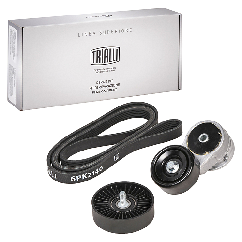 Ремкомплект привода для автомобилей Hyundai Solaris (10-) 1.4i/1.6i с гидроусилителем руля (1 ремень 6PK2140+ натяжитель+ опорный ролик)