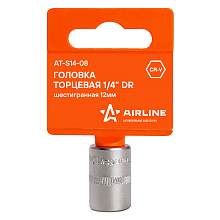 Головка торцевая 1/4"DR шестигранная 12мм, L=25мм пласт.подвес