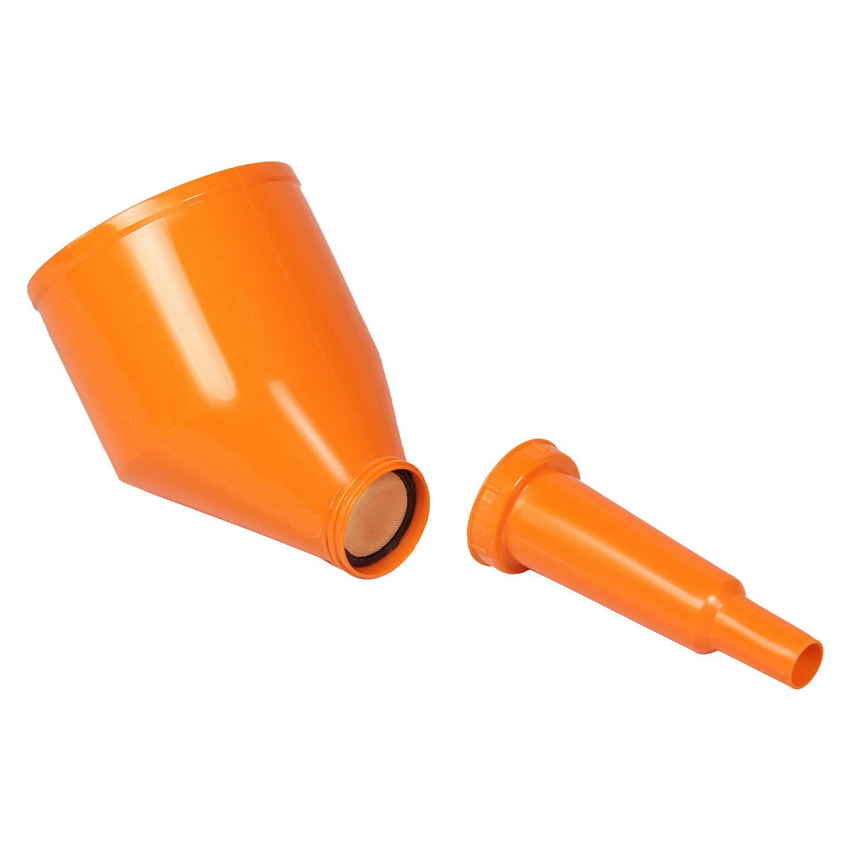 Воронка разборная D-120мм с угловым носиком, L=150мм, латунная сетка