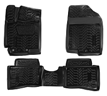 Ковры для Hyundai Solaris I (10-17), 4 шт., (крепеж), выс. борт, 3D с подпятником, ТЭП, черн.