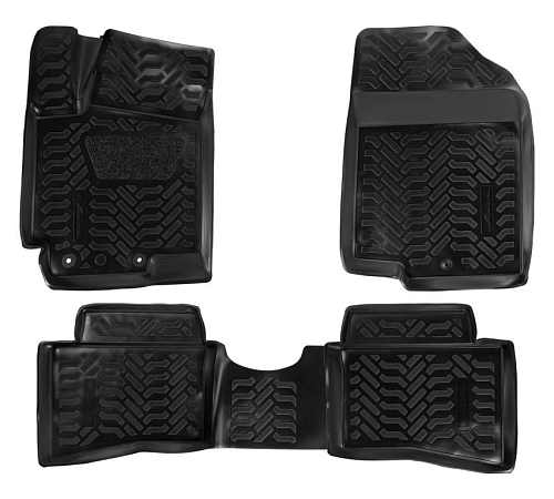 Ковры для Hyundai Solaris I (10-17), 4 шт., (крепеж), выс. борт, 3D с подпятником, ТЭП, черн.