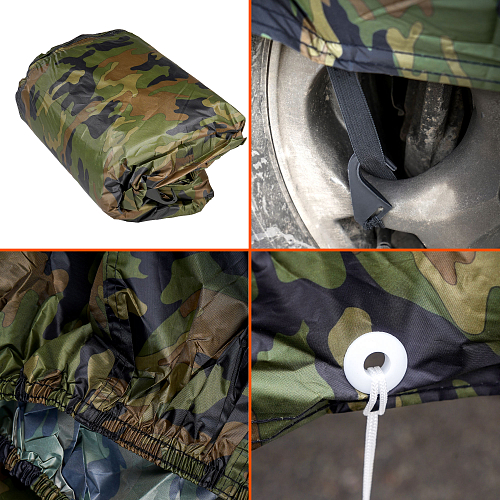 Чехол-тент на автомобиль защитный, L (520х192х120см) молния для двери, летний камуфляж