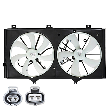 Электровентилятор охлаждения для автомобилей Toyota Camry (XV40) (07-) 3.5i (2 вент.) (с кожухом)