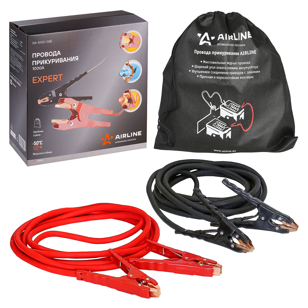 Провода прикуривания 1000A EXPERT PRO (5м, 12/24В, сумка)