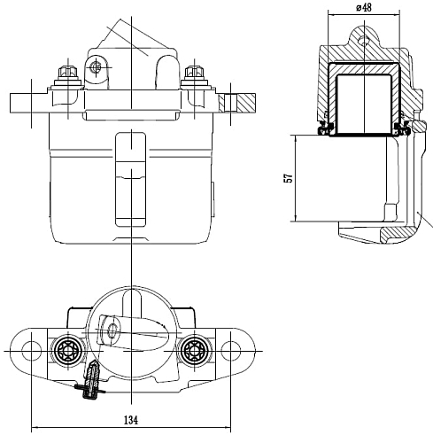 Суппорт тормозной для автомобилей Лада 2112 передний правый d=48мм (R14) (без скобы)