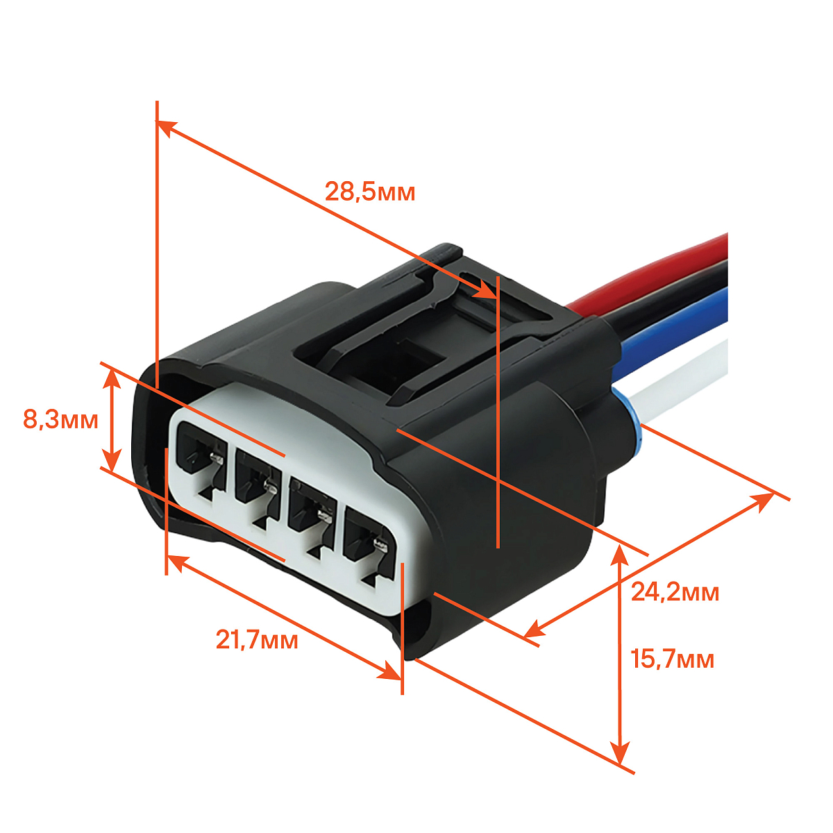 Разъём 4 pin с проводами для катушки зажигания Toyota, Lexus, Peugeot