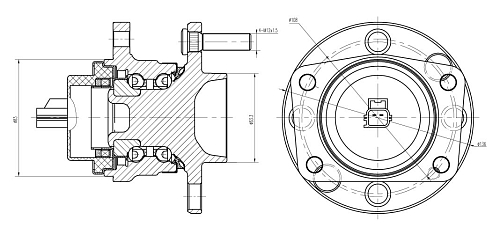 Ступица задняя в сборе с подшипником для автомобиля Ford Mondeo II Turnier (96-)