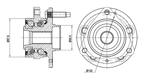 Ступица передняя в сборе с подшипником для автомобиля Chevrolet Tracker (19-)