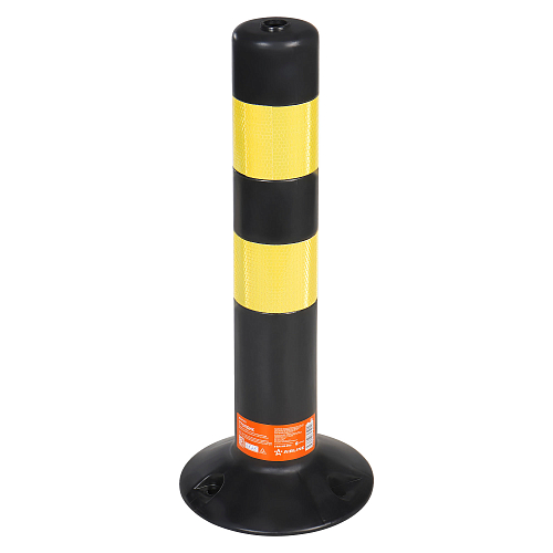 Столбик парковочный 480мм, 2 световозвр.полосы, анкерн.креп., пластик, черный