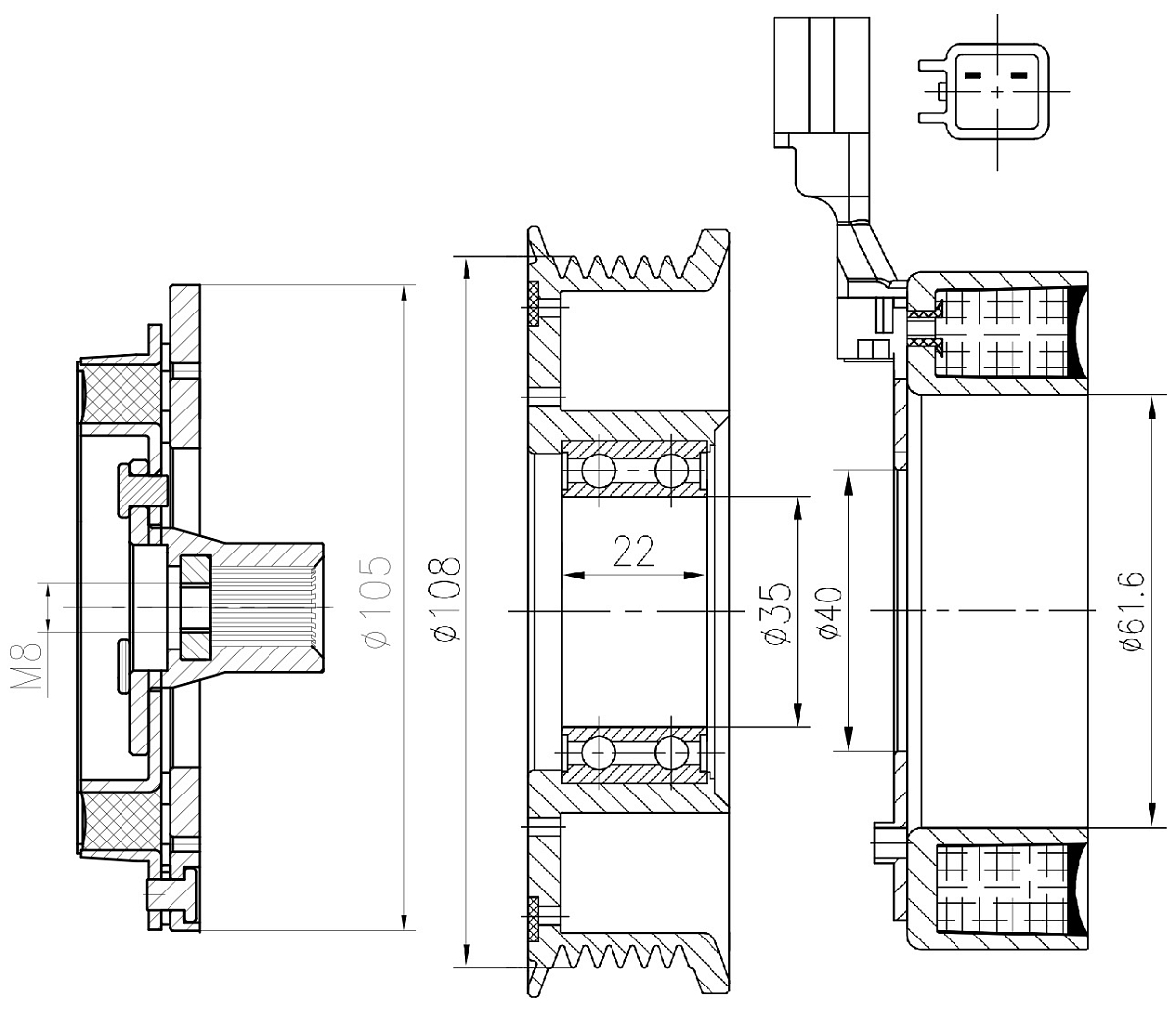 Муфта электромагнитная для компрессора кондиционера LCAC 1041 LUZAR