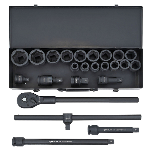 Набор головок ударных 3/4"DR L=56мм, 24пр. (17-50мм) металл.кейс