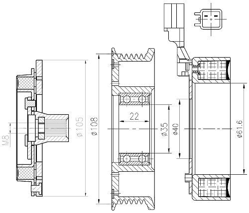 Муфта электромагнитная для компрессора кондиционера LCAC 1041 LUZAR