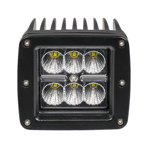 Фара светодиодная квадратная, 6LED, ближний свет, 18Вт, 82х75х75мм, 12/24В, PLUS