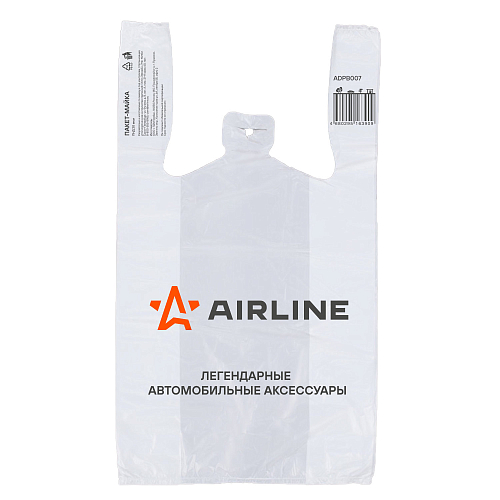 Пакет-майка фирменный AIRLINE, ПНД 20 мкм (40*60+20 см), белый