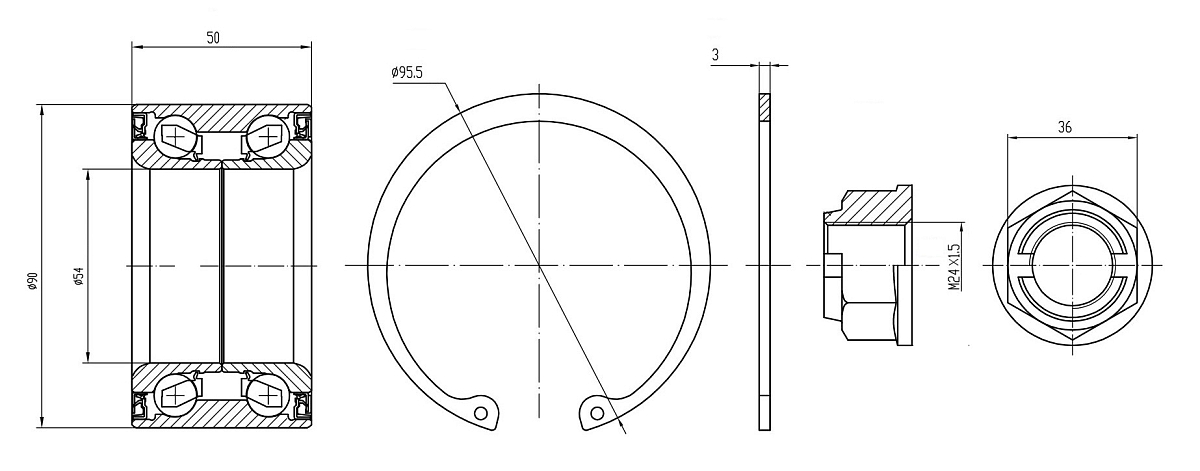 Ремкомплект ступицы задней для автомобиля Mercedes-Benz ML W164 (05-)/GL (06-)