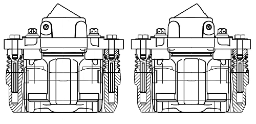 Комплект суппортов тормозных для автомобилей Лада 2108 передний левый 1 штука / правый 1 штука d=48мм (в сборе со скобами)