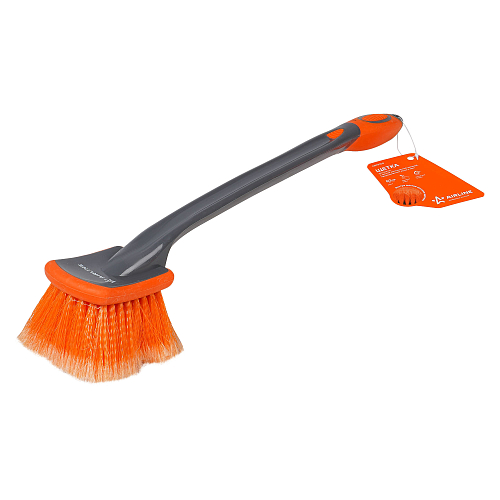 Щетка для мытья с мягкой распушенной щетиной, прорезиненные ручка и кант (50 см)