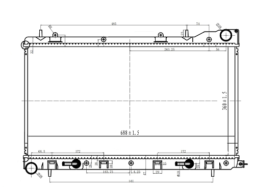 Радиатор охлаждения для автомобилей Forester (S11) без горловины
