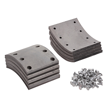 Накладка тормозной колодки для автомобилей КАМАЗ 5511, 53215, 65115, ремонтный комплект 8 шт. R1 с заклепками 140х188