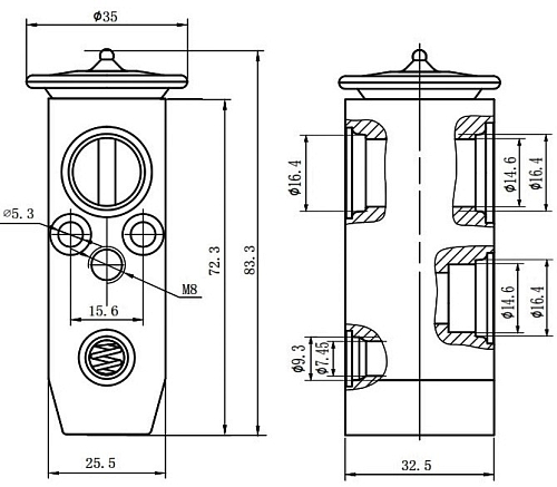 Клапан расширительный кондиционера (ТРВ) для автомобилей Aveo Т200 (02-)/Т250 (05-)