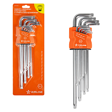 Набор ключей Г-образных TORX с отверстием удлинённых 9пр. (Т10-Т50) пласт.подвес