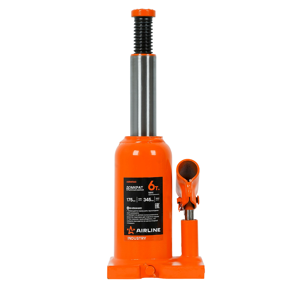 Домкрат бутылочный сварной 6т 175-345мм INDUSTRY