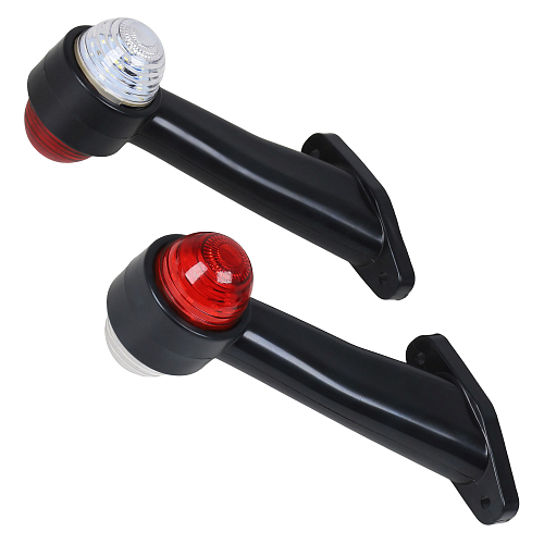 Фонарь габаритный светодиодный (огонь контурный), 12/24В, круглый, красный + белый, комплект 2 шт.