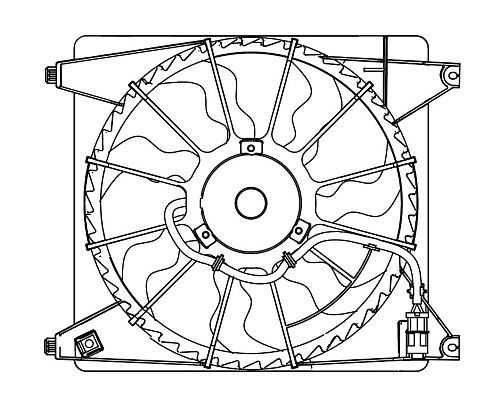 Электровентилятор охлаждения для автомобилей Hyundai Grand Starex (H-1) (07-) 2.5D (A2) (с кожухом)