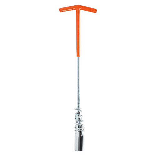 Ключ свечной Т-образный карданный 16мм, 350мм с пружиной, резиновый фиксатор