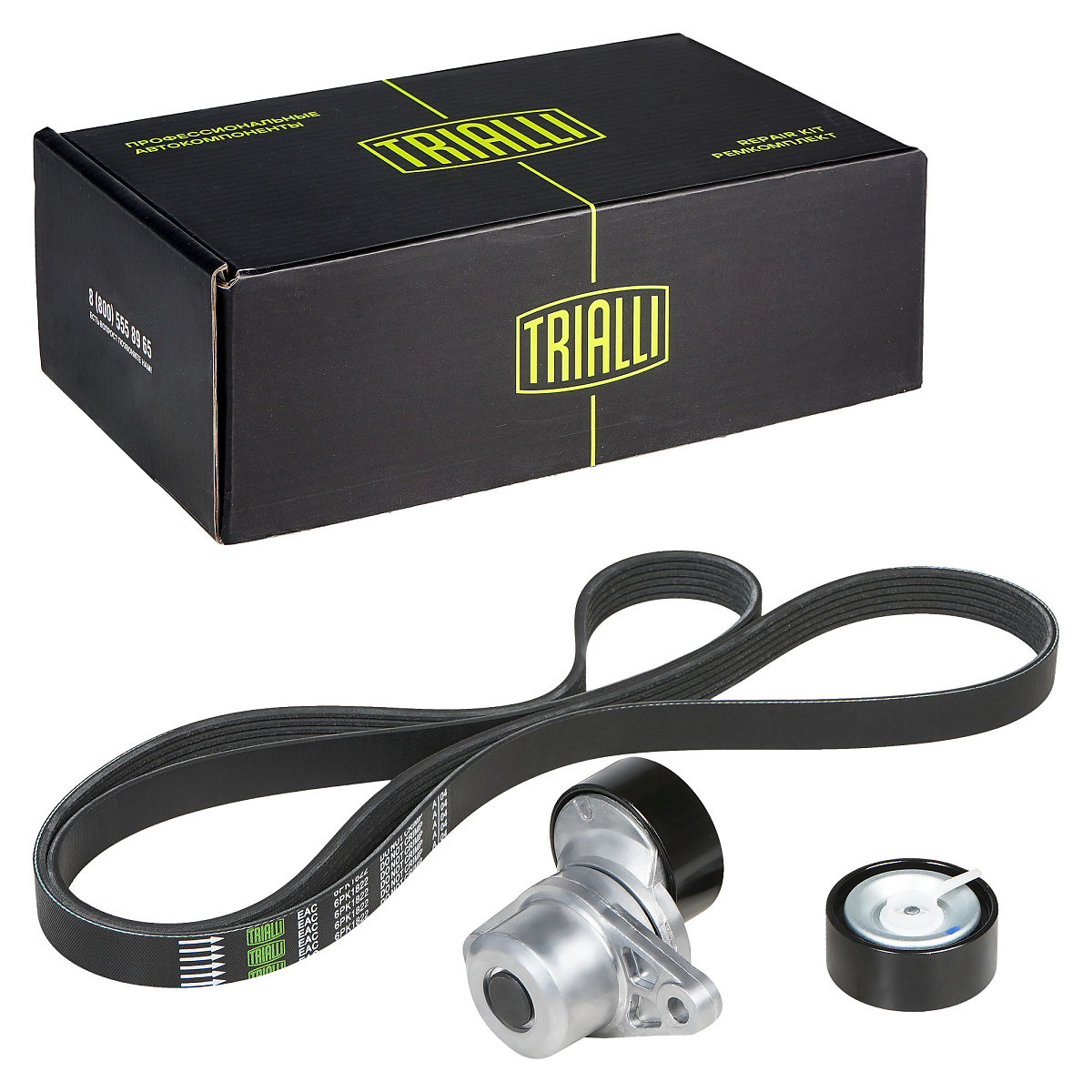 Ремкомплект привода для автомобилей Лада Largus (12-)/Logan (04-) 1.6i [К4M; К7M] A/C ГУР (ремень 6PK1822 + натяжитель + опорный ролик)