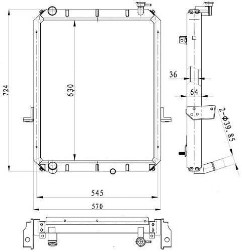Радиатор охлаждения для автомобилей КАМАЗ Компас 9 (43089)/JAC N75/N80/N90 с дв. Cummins ISF 3.8