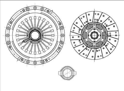 Комплект сцепления для автомобилей MAN TGX I/TGS I (07-) (КПП ZF Ecosplit 3) c муфтой