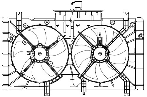 Электровентилятор охлаждения для автомобилей Mazda 6 (GG) (02-) 1.8i/2.0i (2 вент.) (с кожухом)