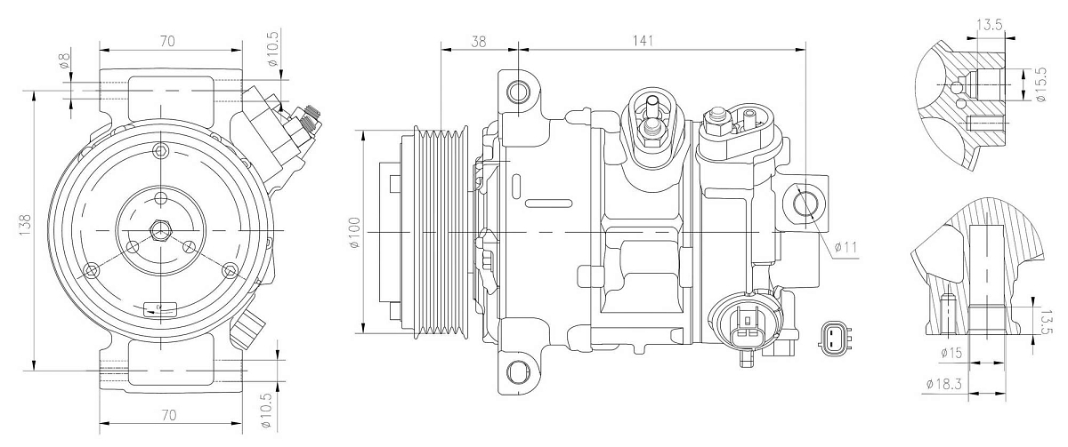 Компрессор кондиционера для автомобилей Caliber (06-)/Compass (07-)