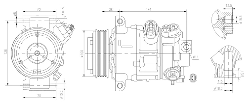 Компрессор кондиционера для автомобилей Caliber (06-)/Compass (07-)