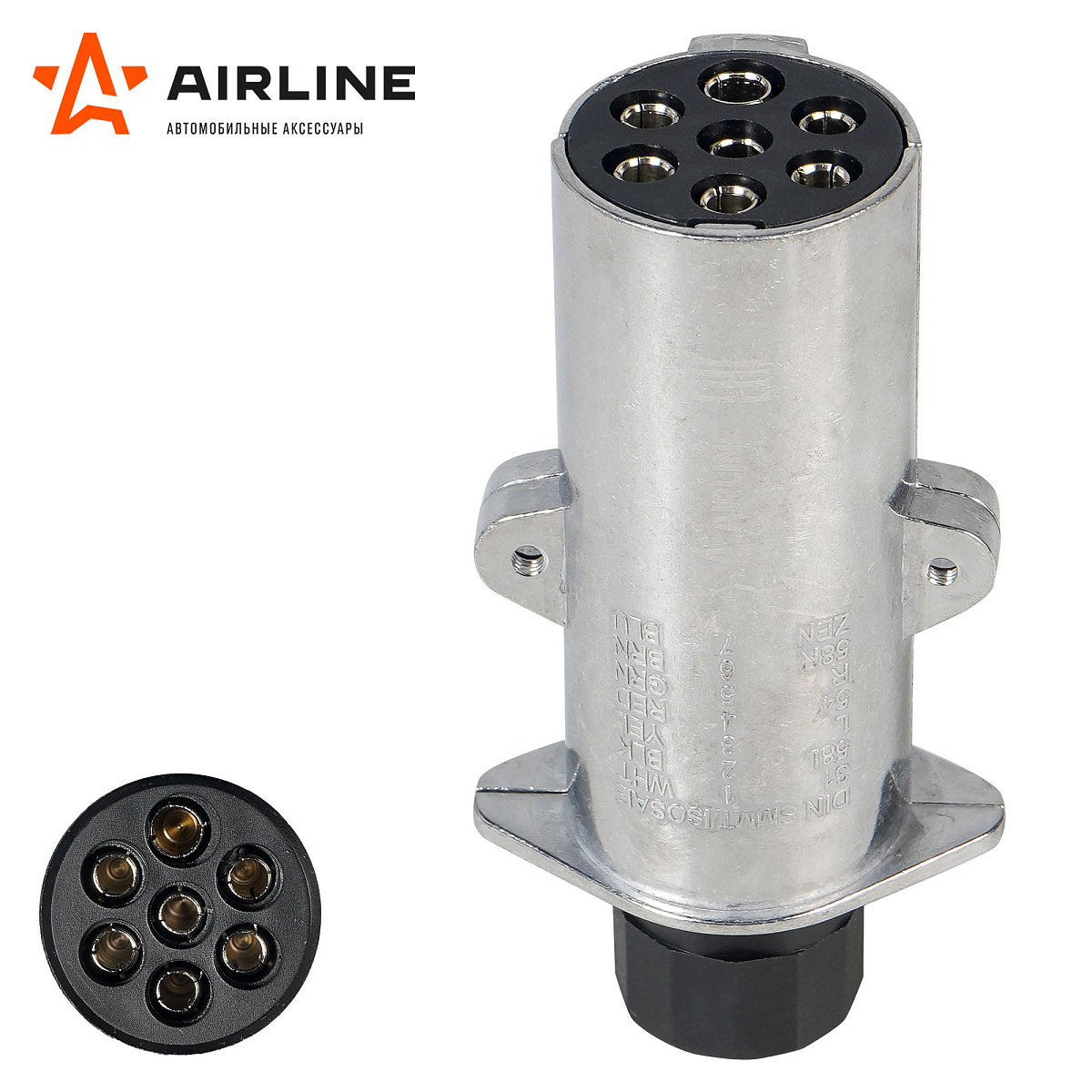 Вилка прицепа/тягача 24В тип-N 7 контактов металл (гайка)