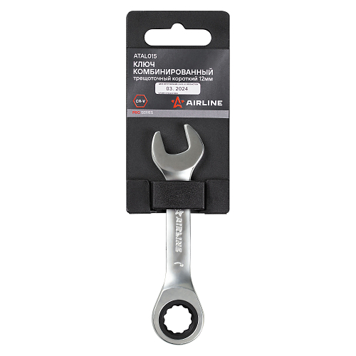 Ключ комбинированный трещоточный короткий 12мм PRO, пласт.подвес