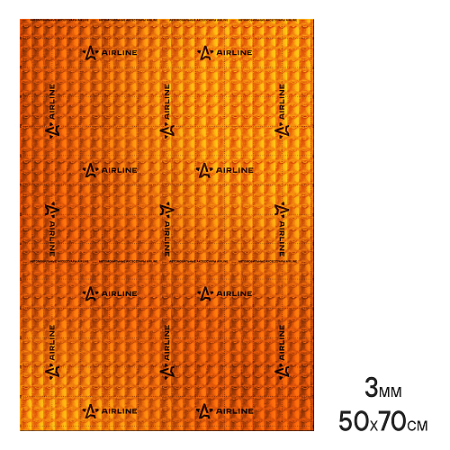 Шумоизоляция (вибро) "Main 3" PRO (50*70 см) КС, 3 мм, фольга 90 мкм. КМП 0,30